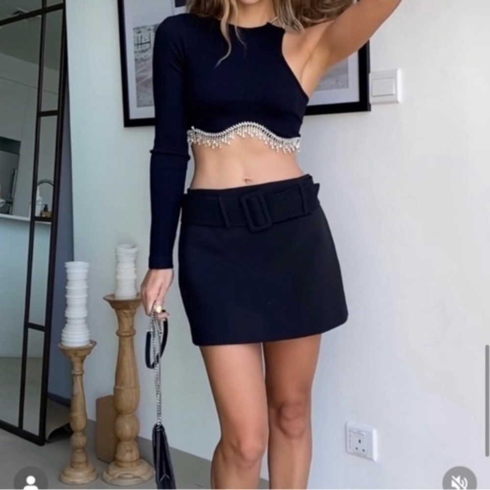 ZARA Seamless rhinestone one shoulder top 7901/810 - Picture 11 of 16